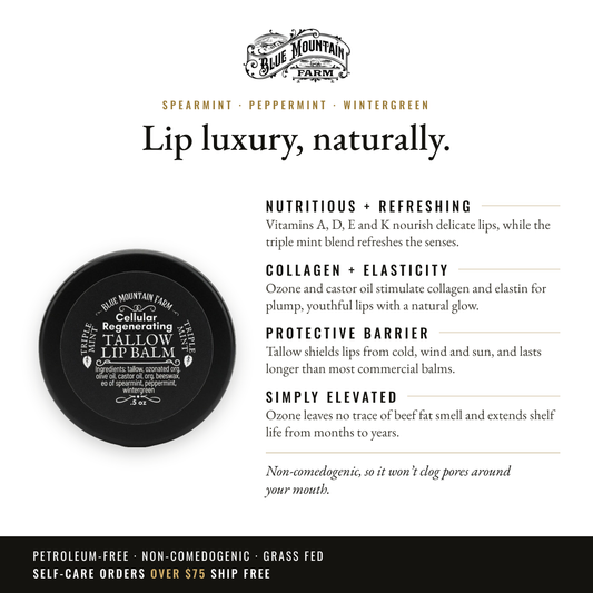 Tallow Lip Balm, Triple Mint infographic: Lip luxury, naturally