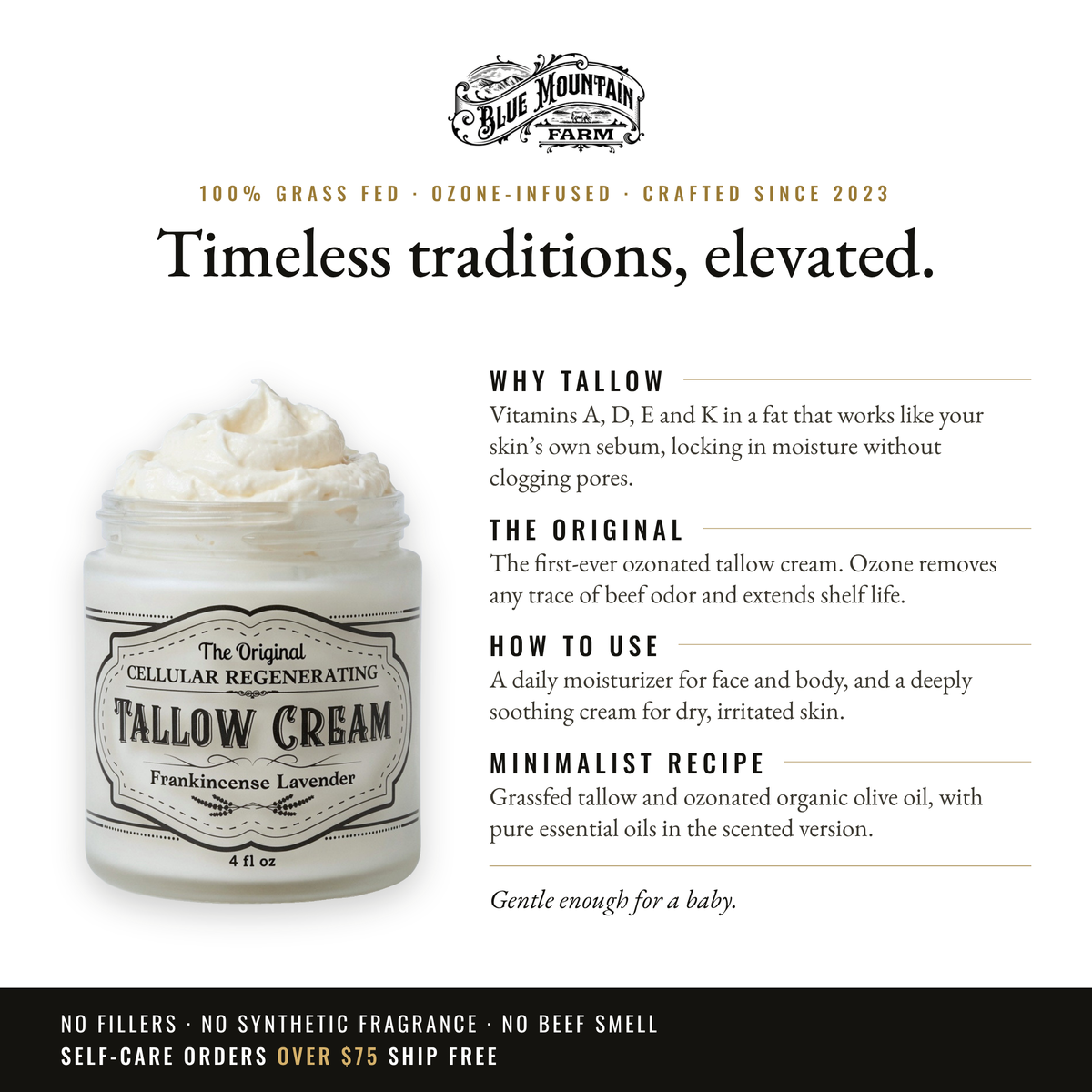 Original Ozonated Tallow Cream infographic: Timeless traditions, elevated