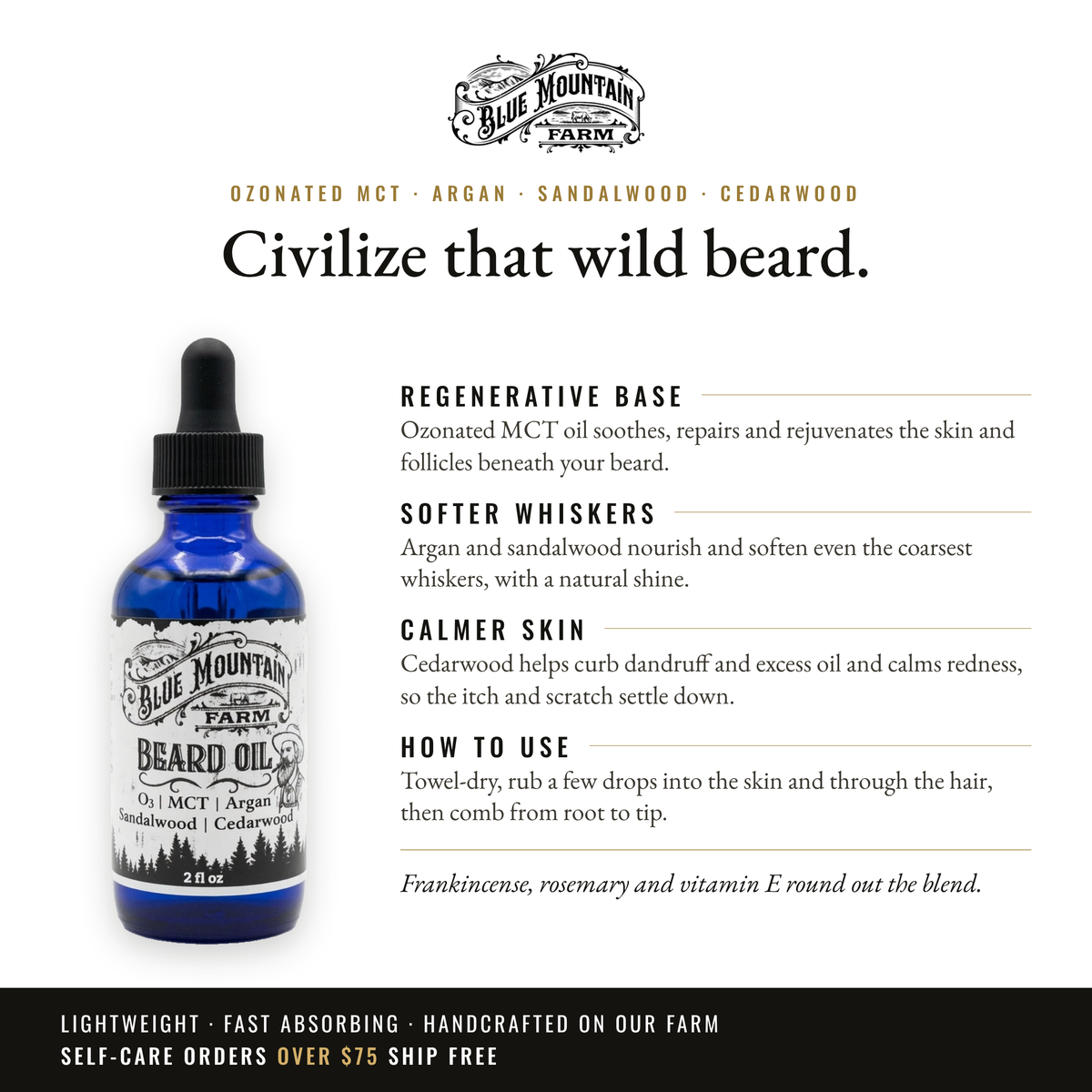 Ozonated Beard Oil infographic: Civilize that wild beard