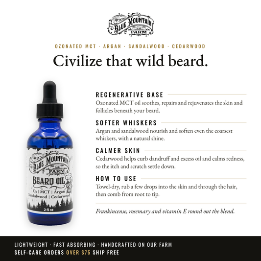 Ozonated Beard Oil infographic: Civilize that wild beard