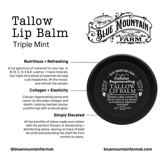 Cellular Regenerating Ozonated Tallow Lip Balm - Triple Mint