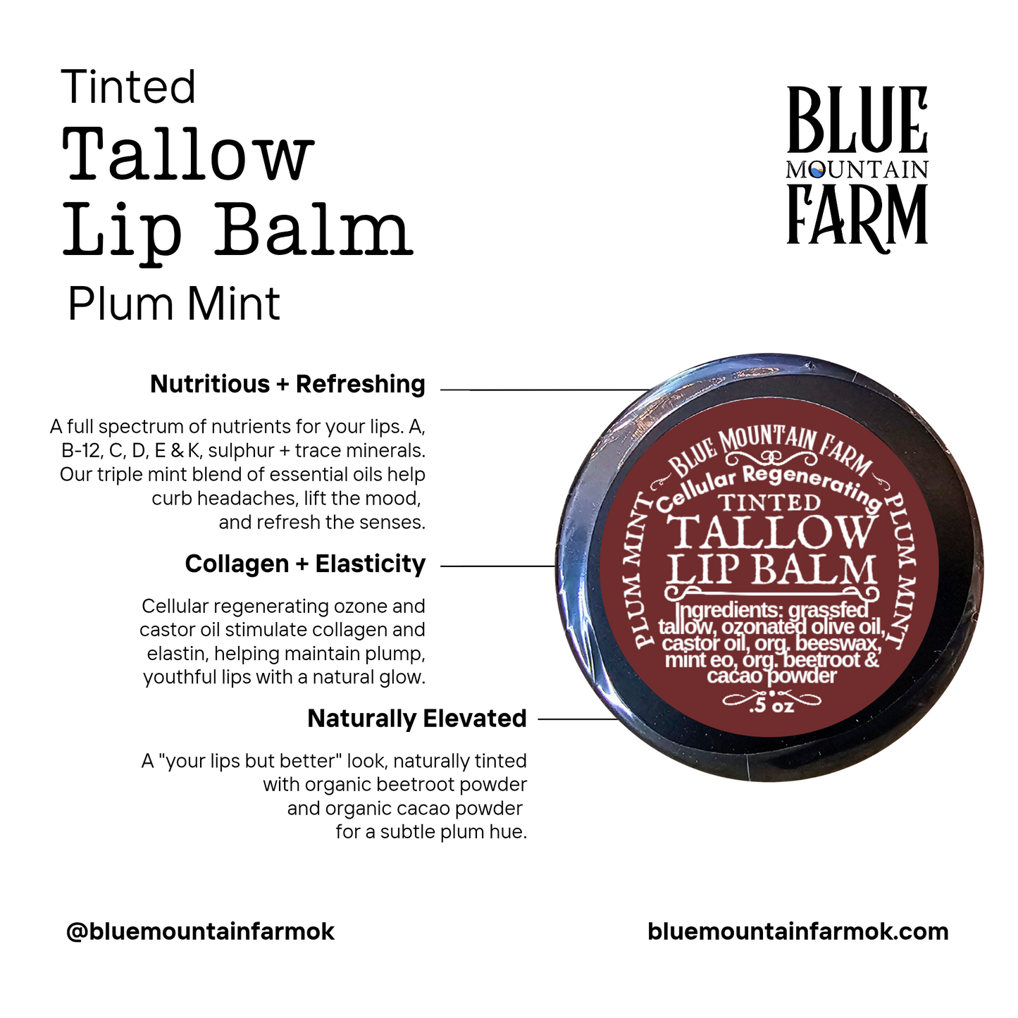 NEW Cellular Regenerating Tinted Tallow Lip Balm - Plum Mint
